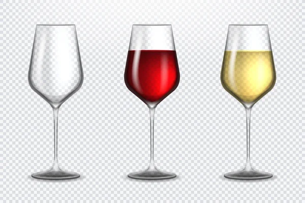 Kaca dengan anggur merah dan putih - Stok Vektor