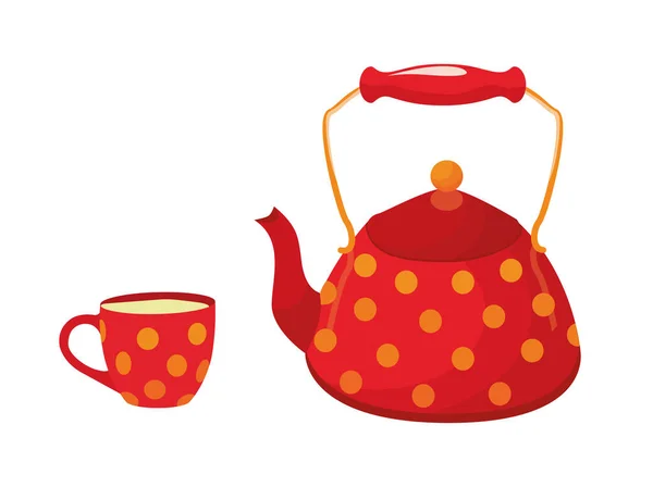 Декоративные Кухонные Инструменты Кухонный Чайник Чайник Чайник Изолированы Белом Фоне — стоковый вектор