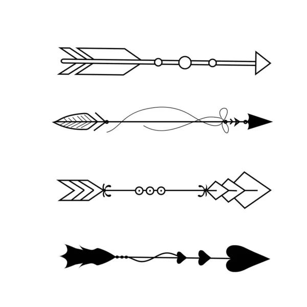 Conjunto Flechas Decorativas Vectoriales Vintage Flechas Estilo Boho Flechas Tribales — Vector de stock