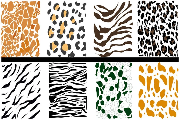 Vektor Nahtlose Muster Dekorativer Animal Prints Abstrakte Streifen Und Flecken — Stockvektor
