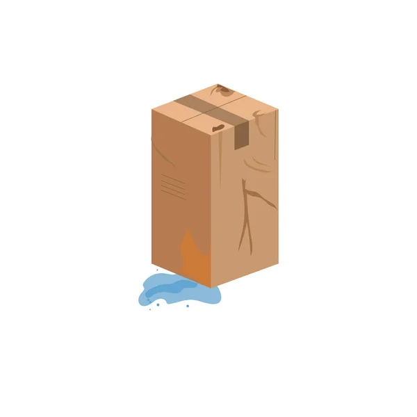 Damaged Crate Boxes Broken Cardboard Box Brown Flat Style Cardboard — Stok Vektör