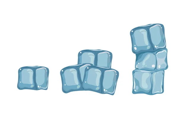 Cubes Glace Glaçons Fondus Cubes Eau Glacée Pour Cocktail Frais — Image vectorielle