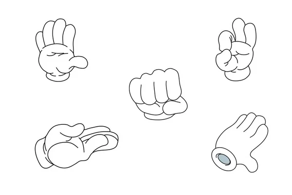 Body Parts Cartoon Hands Gloves Various Gestures Body Postures Different — 스톡 벡터