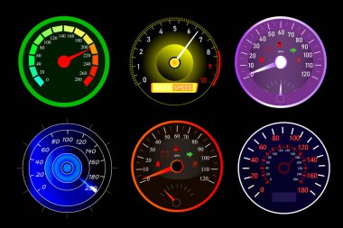 Speedometer Set. Futuristic speedometer and tachometer for car with speed in miles and transfer