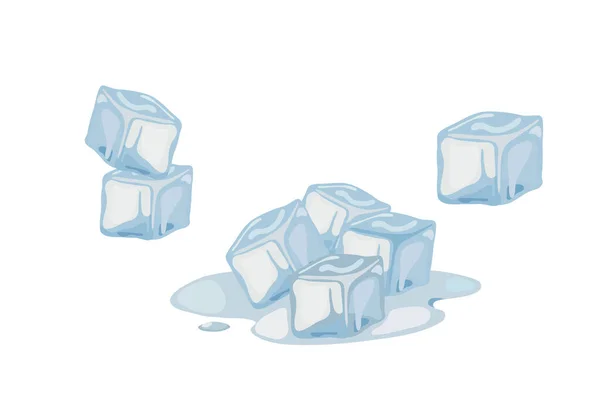Ice Cubes Melted Ice Cube Iced Water Cubes Cool Cocktail — Stockvektor
