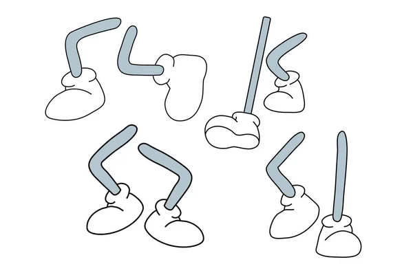 Body Parts Cartoon Legs Boots Various Gestures Body Postures Different — Διανυσματικό Αρχείο