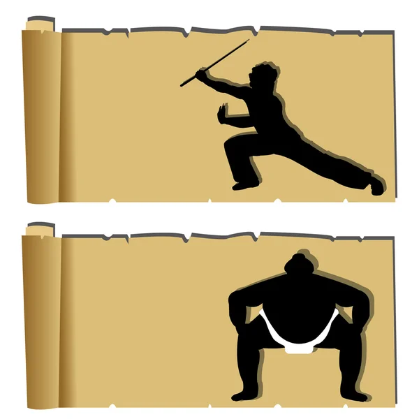 Papiro artes marciais —  Vetores de Stock