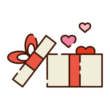 Yalıtılmış hediye kutusu kalp şekilleri düz tasarım vektörü ile açılır