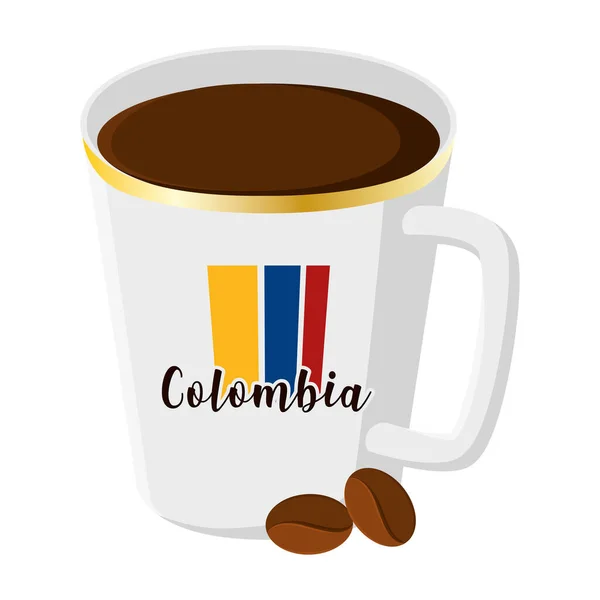 Imagen aislada de taza de café colombiano Vector — Vector de stock