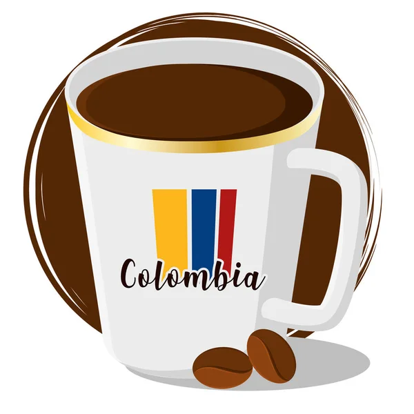 Taza aislada de café colombiano Colombia Vector — Archivo Imágenes Vectoriales