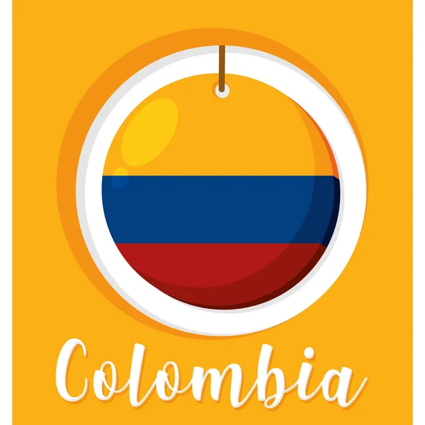 Etiqueta aislada con bandera colombiana Colombia Vector — Archivo Imágenes Vectoriales
