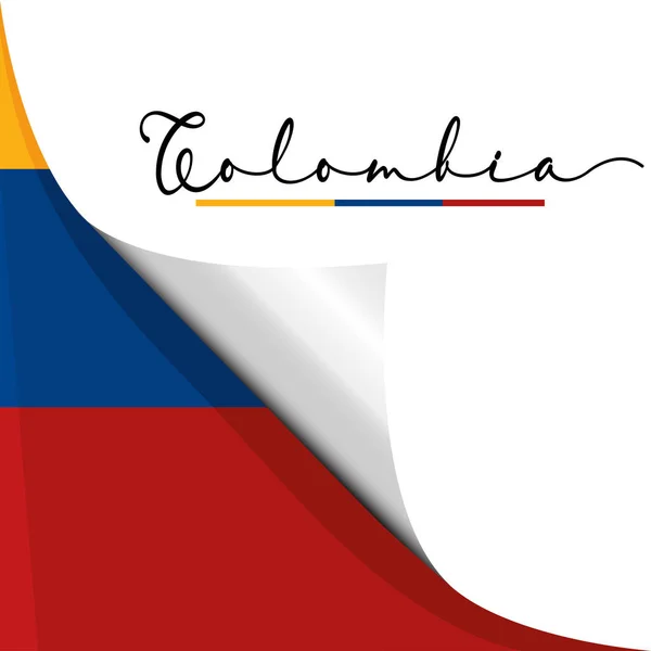 콜롬비아 벡터의 깃발이 달린 유색 스티커 — 스톡 벡터