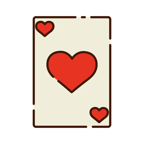 심장 편평 한 디자인 아이콘인 반사기가 부착 된 분리 된 카드 — 스톡 벡터