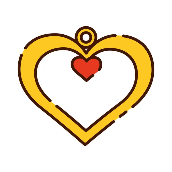 Μεμονωμένο χρυσό δαχτυλίδι με σχήμα καρδιάς επίπεδη σχεδίαση εικονίδιο διάνυσμα — Διανυσματικό Αρχείο