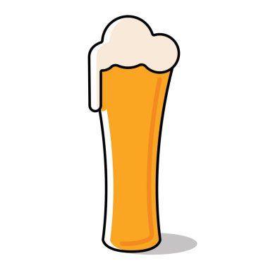 Köpük ikon Vektörü ile izole edilmiş sarı bira bardağı