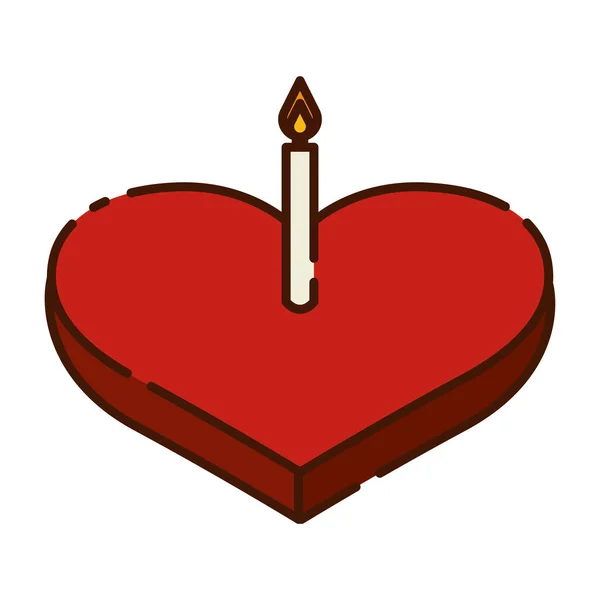 Μεμονωμένο σχήμα καρδιάς με κερί επίπεδη σχεδίαση εικονίδιο διάνυσμα — Διανυσματικό Αρχείο