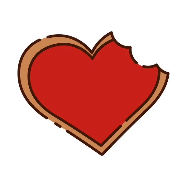 Isolado mordido coração chocolate bar design plano ícone Vector —  Vetores de Stock