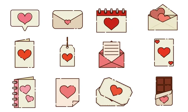 Set of different valentine day flat design icons Vector — Stock Vector