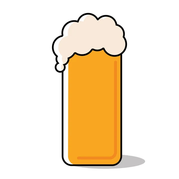 Verre à bière jaune isolé avec icône en mousse Vecteur — Image vectorielle
