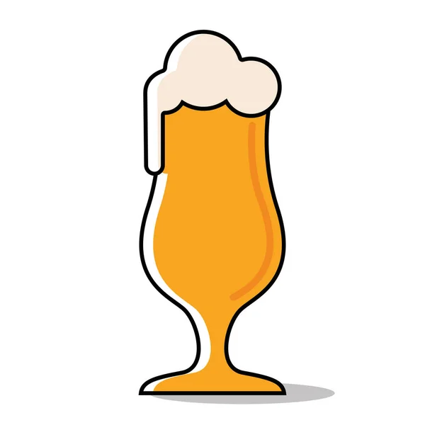 Vidrio aislado de cerveza amarilla con icono de espuma Vector — Vector de stock