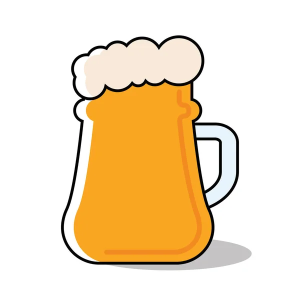 Caneca de cerveja amarela isolada com ícone de espuma Vector — Vetor de Stock