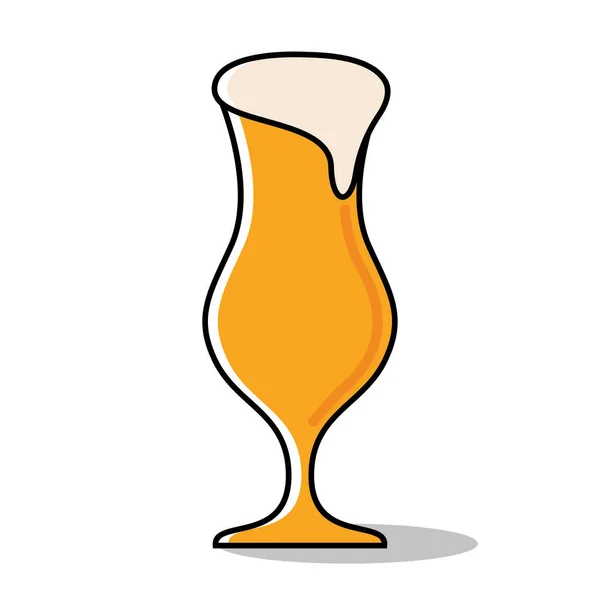 Bicchiere di birra giallo isolato con icona in schiuma Vector — Vettoriale Stock