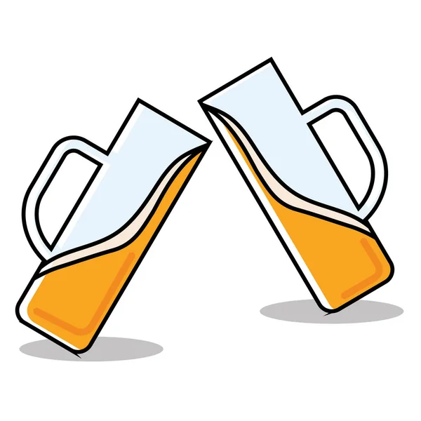 Paar Biergläser mit Schaumstoffsymbol Vector — Stockvektor