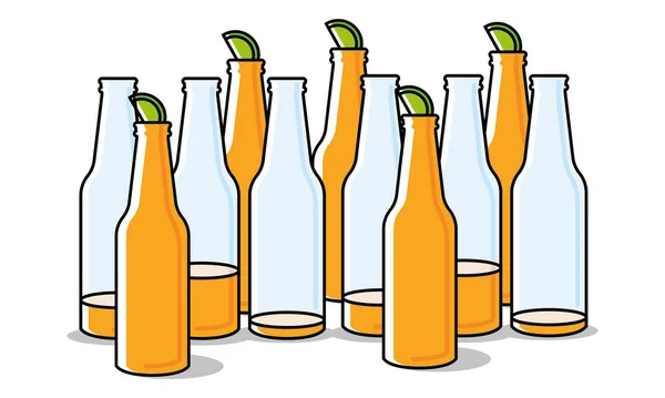 Grupo isolado de ícone de garrafa de cerveja Vector —  Vetores de Stock