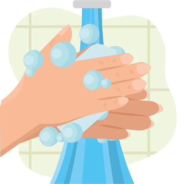 Pair of hands being washed with soap Prevention and selfcare Vector — Stock Vector