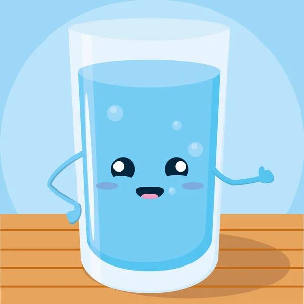 Geïsoleerd gelukkig water glas cartoon Vector — Stockvector