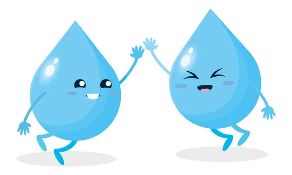 Par av glada vatten droppar karikatyrer gör en hög fem vektor — Stock vektor