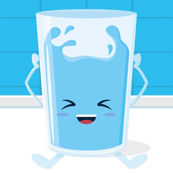 Izolacja happy water glass cartoon Vector — Wektor stockowy