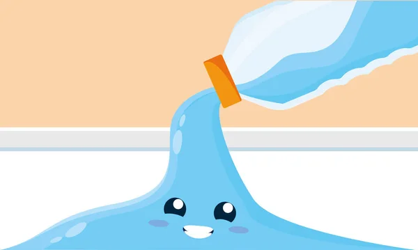 Waterfles laten vallen een gelukkig water cartoon Vector — Stockvector