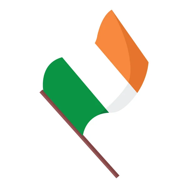 Bandeira isolada da Irlanda num mastro Vector —  Vetores de Stock