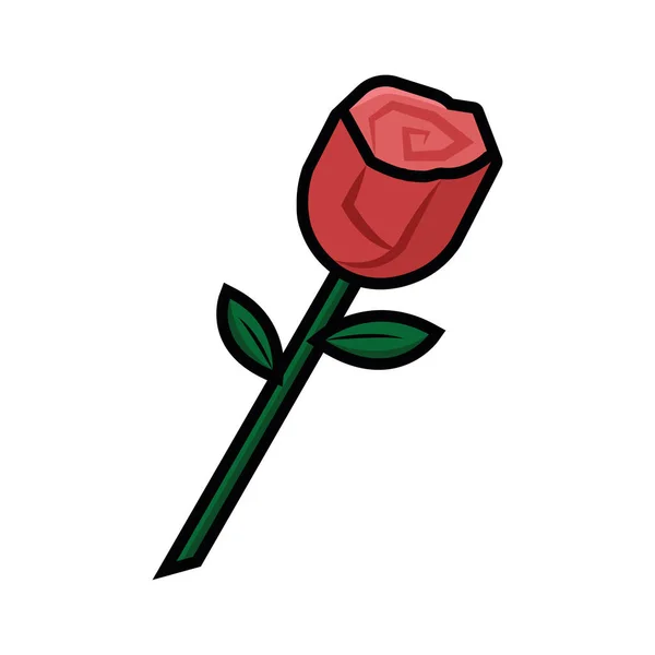 Isolierte rote Rose Blume Cartoon-Ikone Vector — Stockvektor