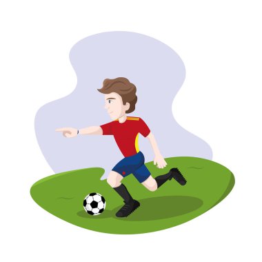 İzole edilmiş futbol oyuncusu çizgi filmi çalışan vektör