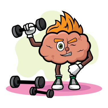 İzole edilmiş mutlu vücut geliştirici çizgi film karakteri Vektör