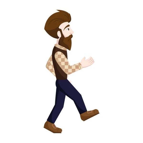 Hombre aislado hipster personaje de dibujos animados Vector — Archivo Imágenes Vectoriales