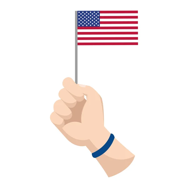 Vereinzelte Hand mit einer Flagge der USA Vector — Stockvektor