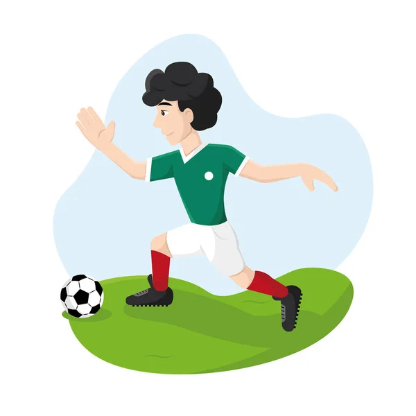 Jugador de fútbol aislado corriendo con una pelota de fútbol Vector — Archivo Imágenes Vectoriales