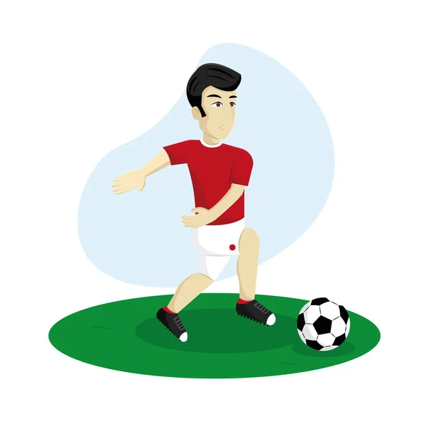 Isolerad fotbollsspelare tecknad med röd skjorta uniform Vector — Stock vektor