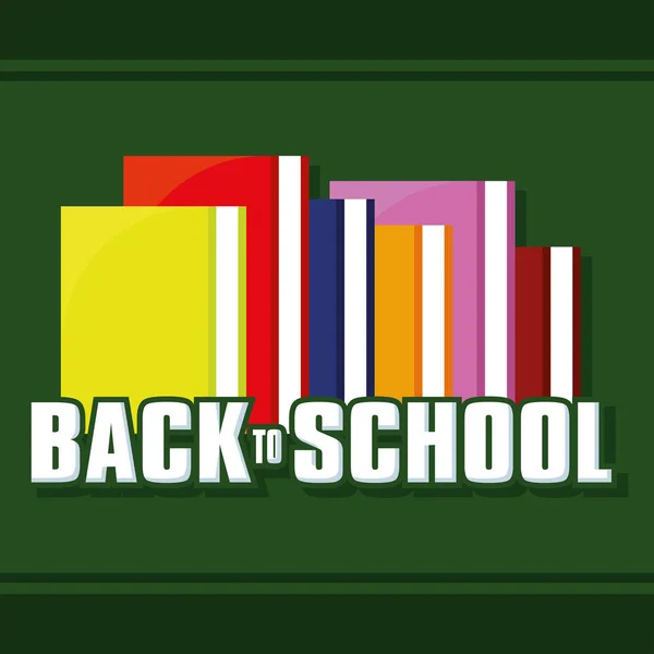 Livros de pôster de volta à ilustração vetorial da escola — Vetor de Stock