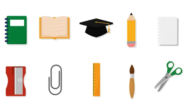 Set benodigdheden school vector illustratie — Stockvector