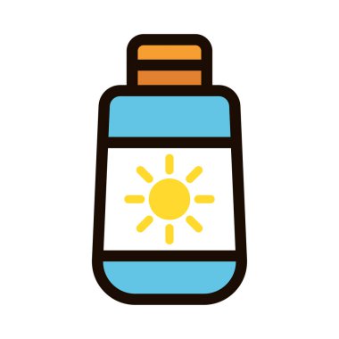 İzole krem rengi güneş yaz ikonu vektör çizimi