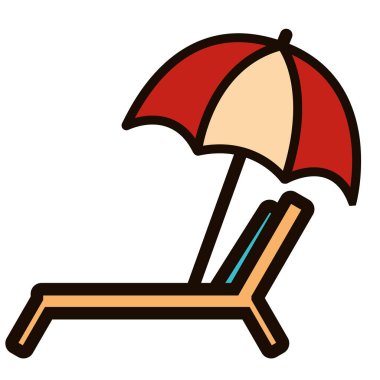 İzole sandalye şemsiyesi yaz ikonu vektör illüstrasyonu