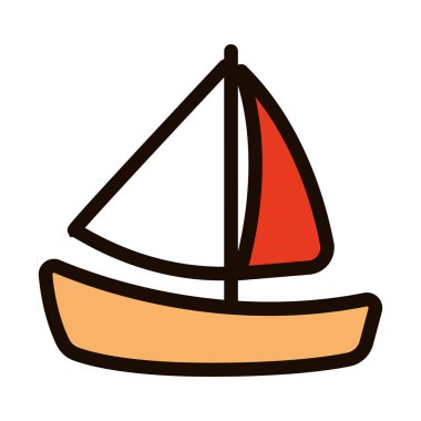 İzole edilmiş gemi yaz ikonu vektör çizimi