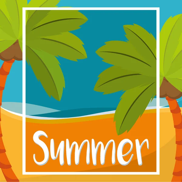 Póster Verano palmeras vector ilustración — Archivo Imágenes Vectoriales