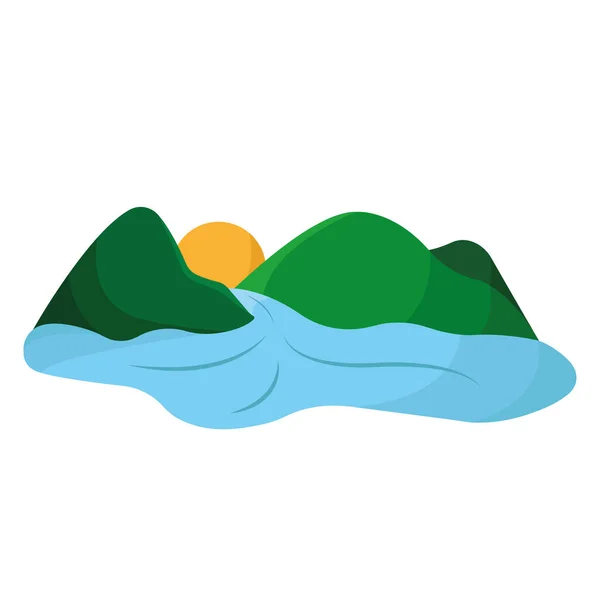 Paysage naturel isolé avec rivières et montagnes Vecteur — Image vectorielle