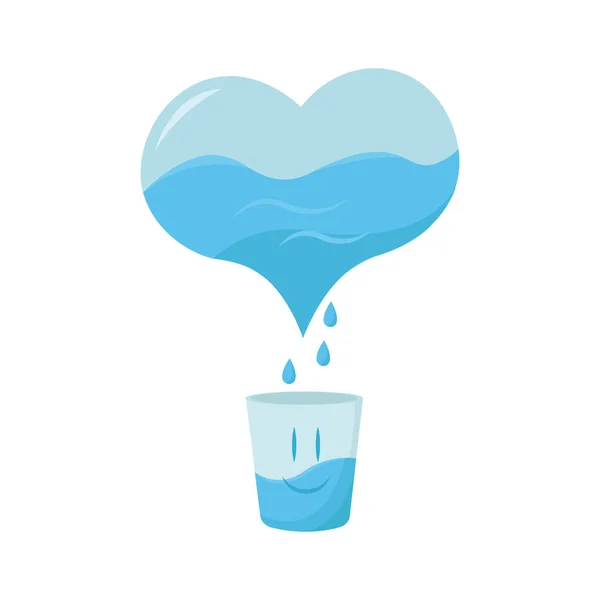 Kalp şeklindeki bir taşıyıcıdan düşen su damlaları — Stok Vektör