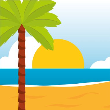 Poster sand beach landscape vector illustration